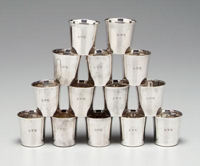 Set of 14 Tiffany sterling cups: