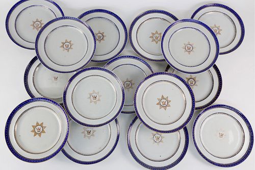SET OF 15 ARMORIAL CHINA TRADE