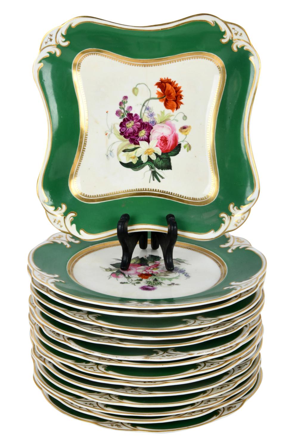 SET OF 16 ROCKINGHAM PORCELAIN