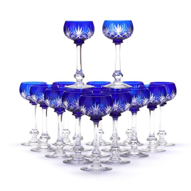 SET OF (17) COBALT CUT TO CLEAR