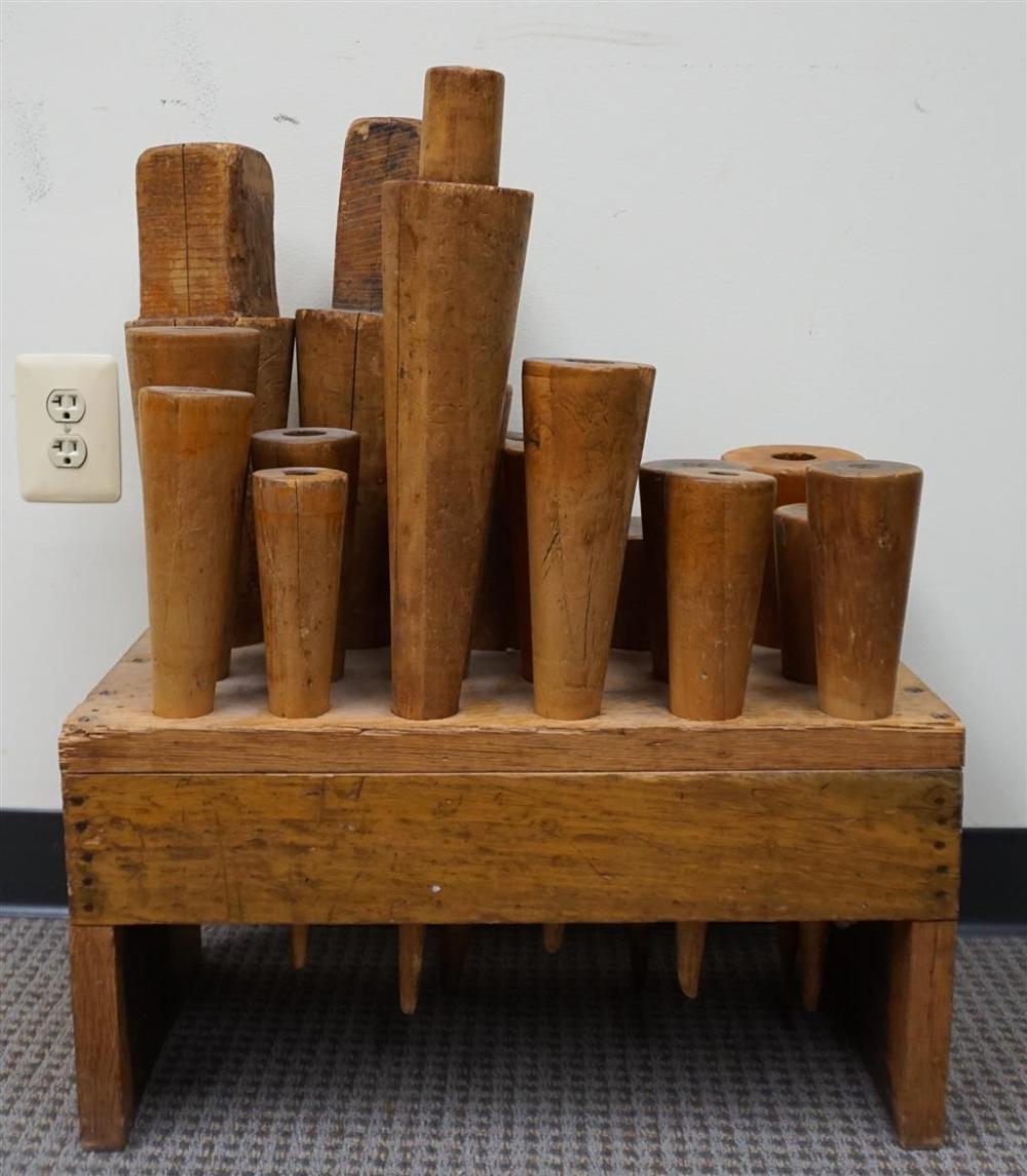 SET OF 17 TURNED WOOD CONICAL