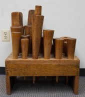 SET OF 17 TURNED WOOD CONICAL