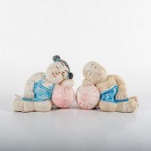 SET OF 2 VINTAGE ASIAN WOODEN