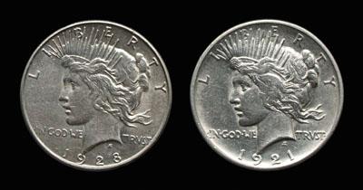 Set of 20 Peace silver dollars, all