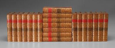 Set of 21 leather-bound books: