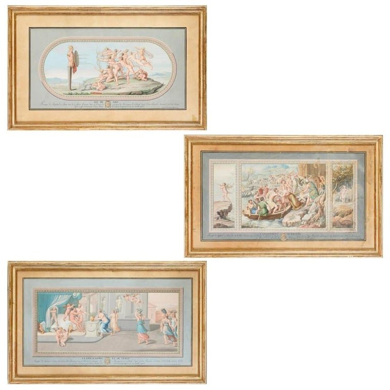 SET OF 3 18TH CENTURY GOUACHES