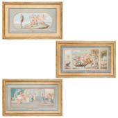 SET OF 3 18TH CENTURY GOUACHES