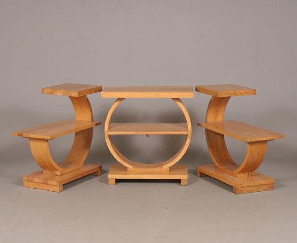 Set of 3 Art Deco blonde occasional