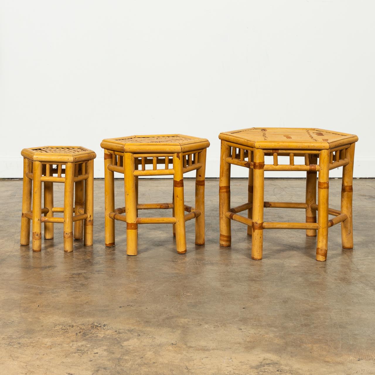 SET OF 3 BAMBOO NESTING TABLES OR