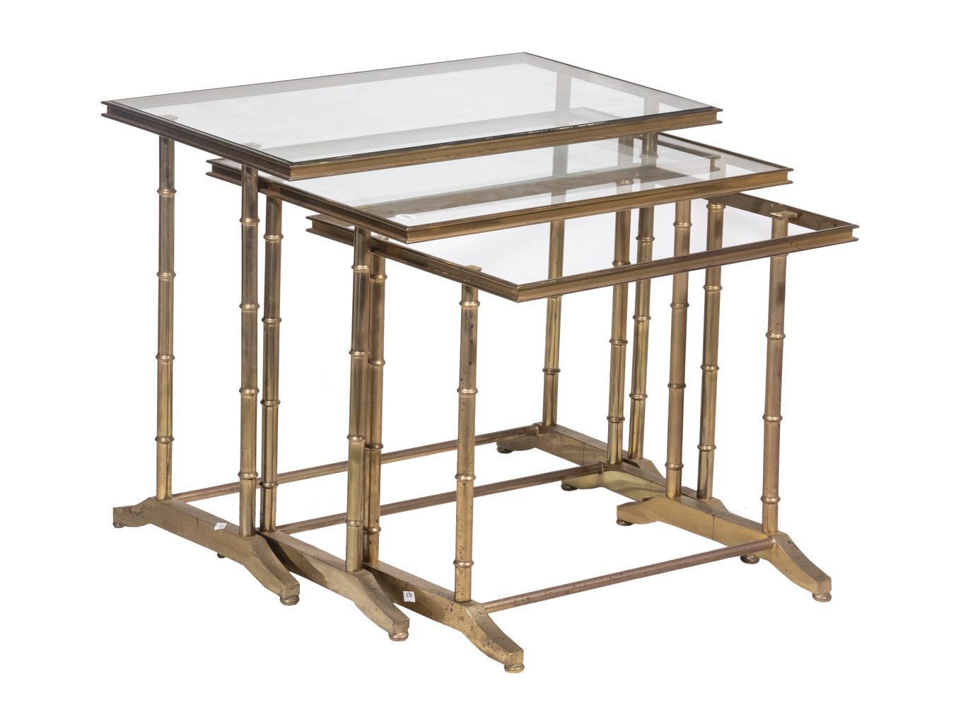 (SET OF 3) BRASS AND GLASS