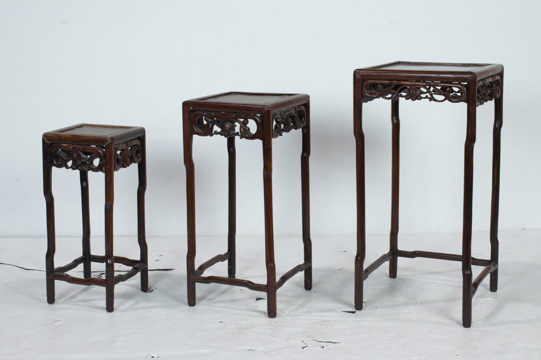 (SET OF 3) CHINESE HARDWOOD NESTING