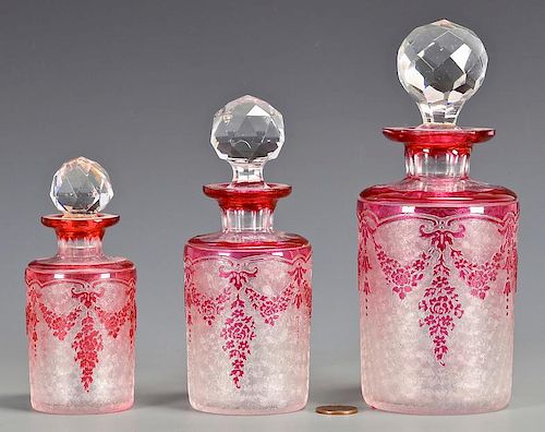 SET OF 3 FRENCH VAL ST. LAMBERT