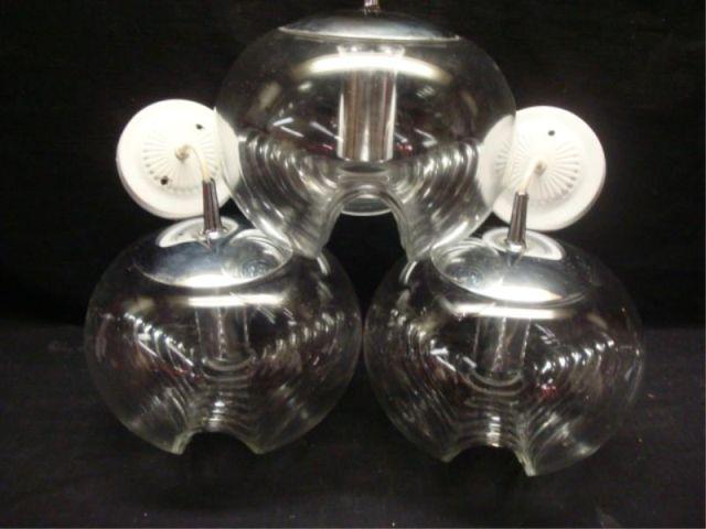 Set of 3 Midcentury Rippled Glass &