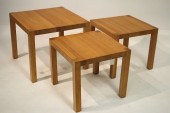 SET OF 3 OAK VENEERED SIDE TAB
