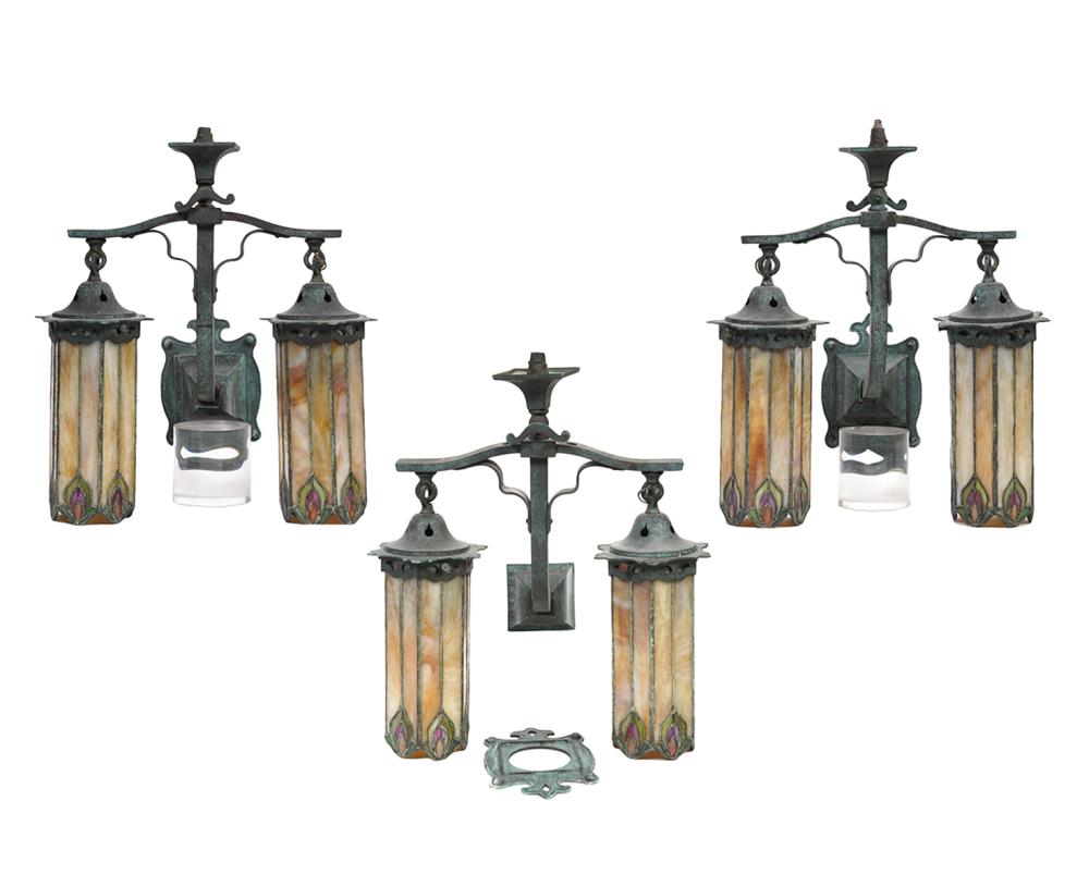 SET OF 3 TIFFANY STYLE SCONCES3