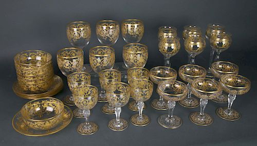 SET OF 36 CUT CRYSTAL AND GILT