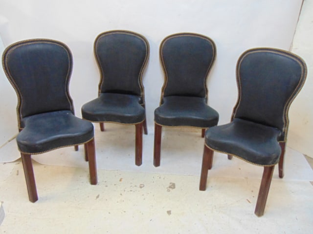 SET OF 4 BLACK LEATHER SIDE