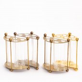 SET OF 4 BRASS AND GLASS TEST