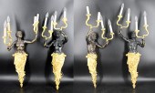 SET OF 4 BRONZE SATYR & NYMPH