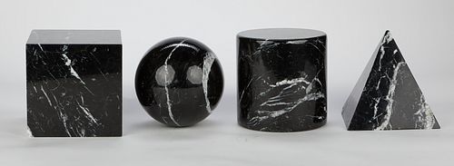 SET OF 4 CARVED MARBLE