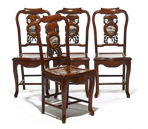 SET OF 4 CHINESE CARVED ROSEWOOD