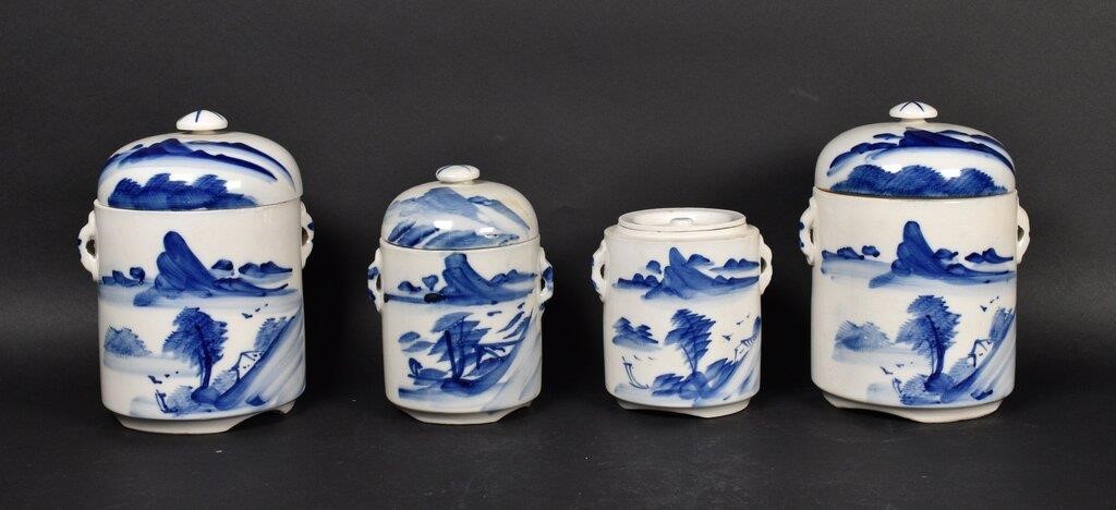 SET OF 4 CHINESE COVERED JARSSet of