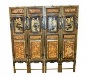 SET OF 4 CHINESE GILT LACQUERE