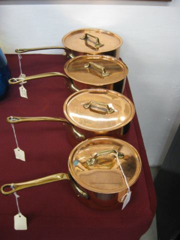Set of 4 Copper Sauce Pans