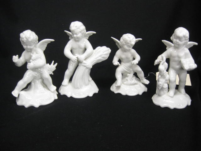 Set of 4 Dresden Porcelain Cherub