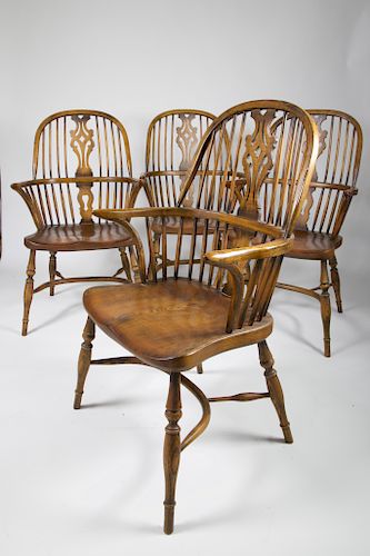 SET OF 4 ENGLISH ELM BOW BACK