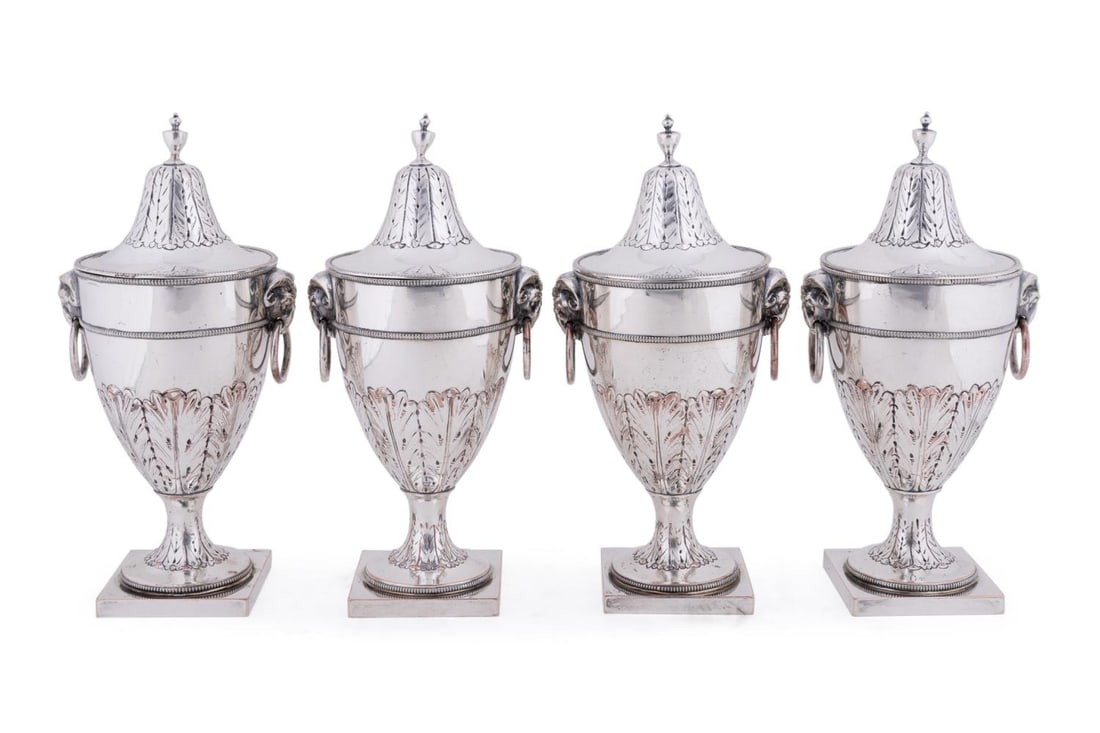 SET OF 4 ENGLISH LIDDED SILVERPLATE