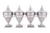 SET OF 4 ENGLISH LIDDED SILVER