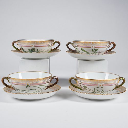SET OF 4 FLORA DANICA SOUP CUPS &