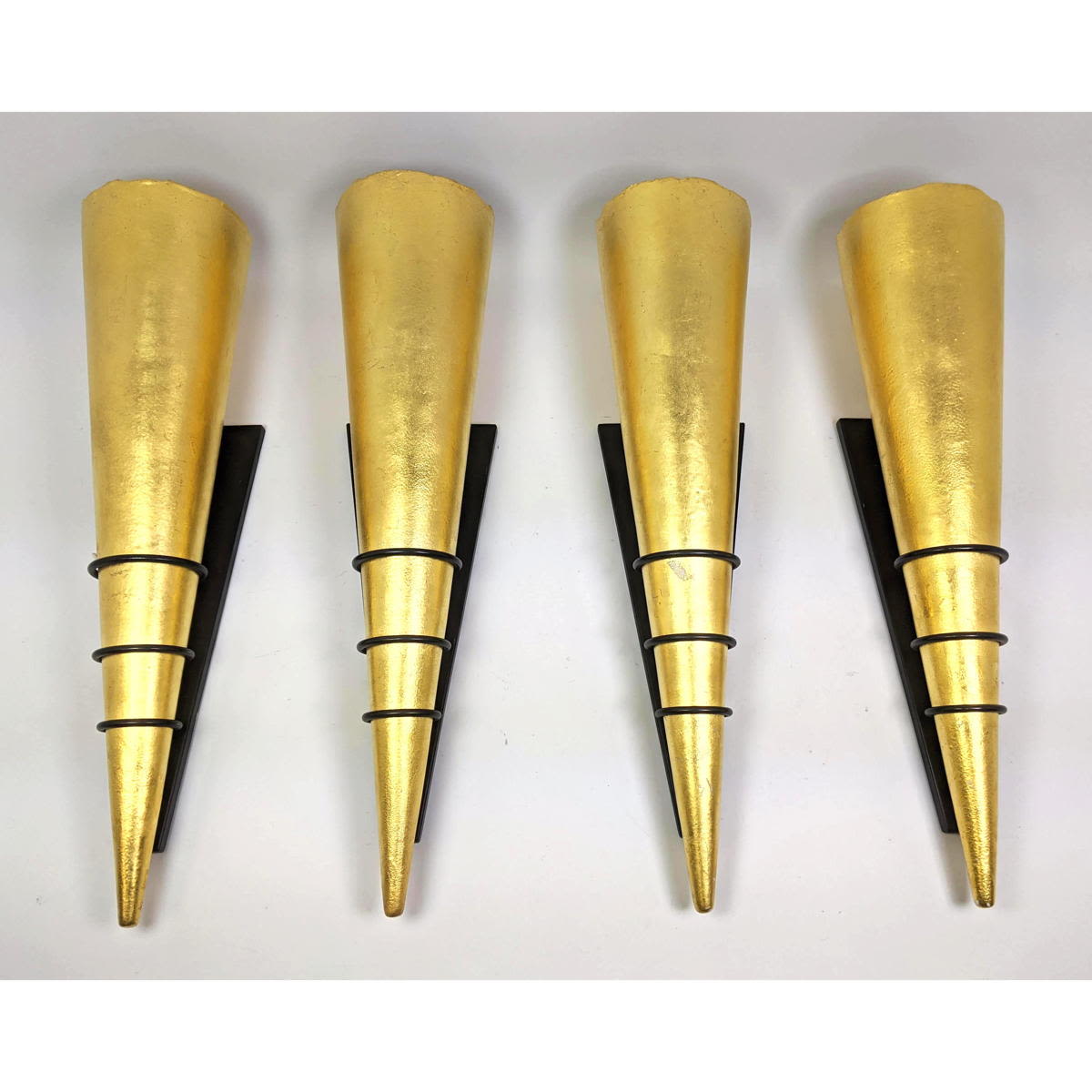 Set of 4 Gilt Ceramic Cone Wall