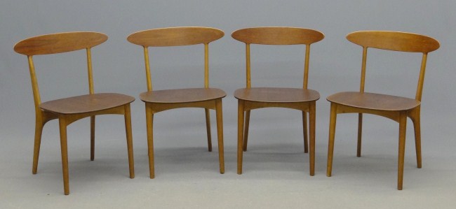 Set of 4 oak and teak Mid Century