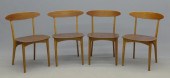 Set of 4 oak and teak Mid Cent