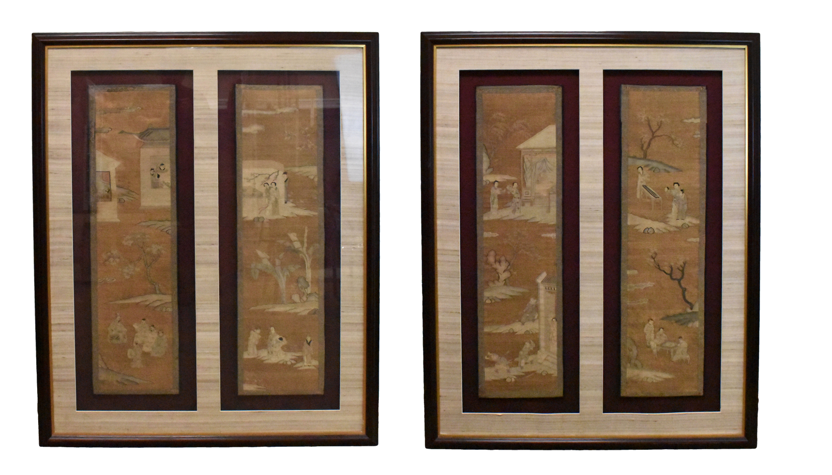 SET OF 4 PANEL OF SILK KESI W/