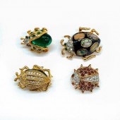 SET OF 4 VINTAGE BEETLE BROOCH