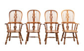 SET OF 4 WINDSOR STYLE YEW ARM