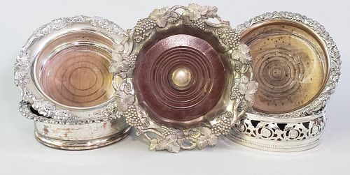 SET OF 5 ANTIQUE SILVER PLATED WINE