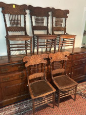 SET OF 5 PRESSED BACK OAK SIDE