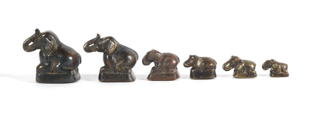 SET OF (6) ANTIQUE FIGURAL ELEPHANT
