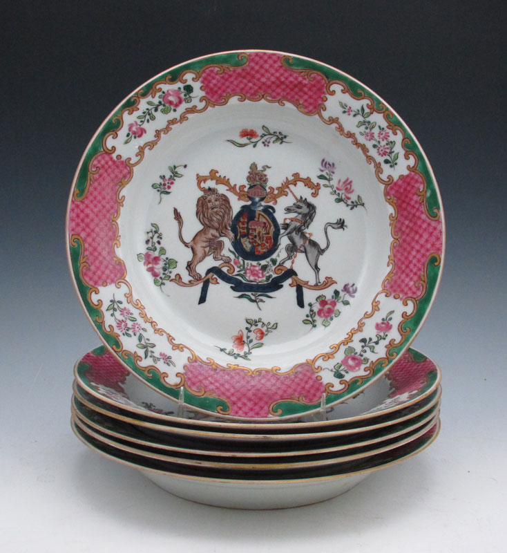 SET OF 6 ARMORIAL PORCELAIN SOUP