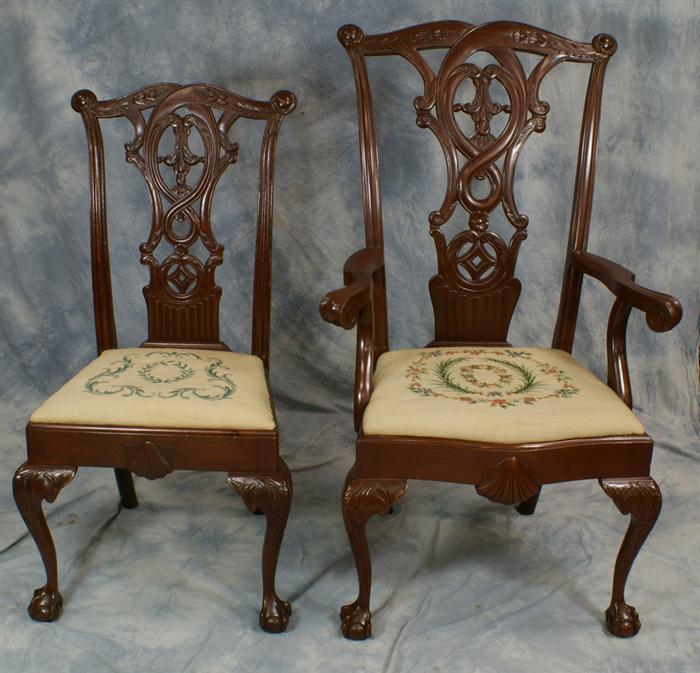 Set of 6 carved mahogany