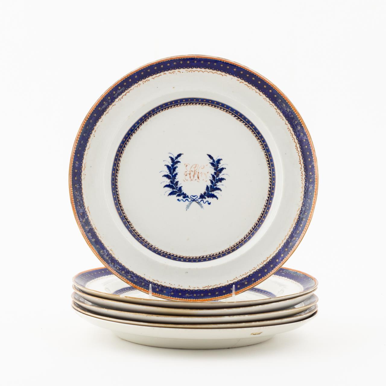 SET OF 6 CHINESE EXPORT COBALT BLUE