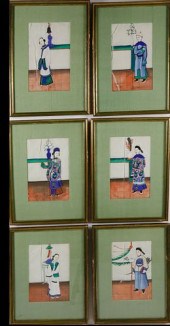 SET OF 6 CHINESE WATERCOLORS P