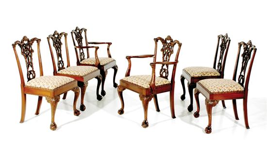 Set of 6 Chippendale style carved