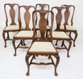 SET OF 6 ENGLISH OAK QUEEN ANN