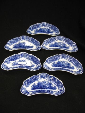 Set of 6 Flow Blue Ironstone Side