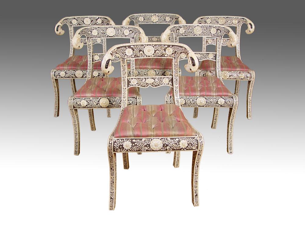 SET OF 6 INLAID ANGLO-INDIAN